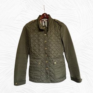 Burberry green plaid puffer coat